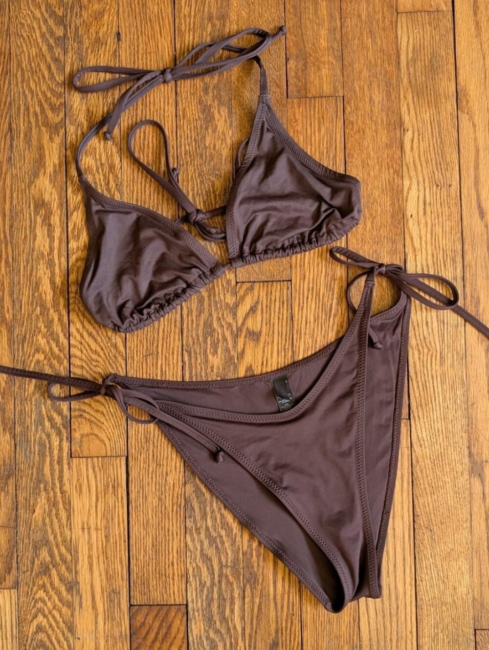 Skims Brown Triangle Bikini Set